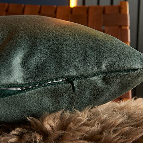 Moloudan Christmas Faux Leather Throw Pillow Covers,Waterproof Decorative Pillowcase,Soft Thick Cushion Covers For Sofa Couch Living Room(Vintage Green,18 X 18 Inch,Set Of 2) #TOP2