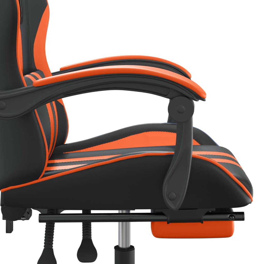 vidaXL Sedia da Gaming Girevole Poggiapiedi Nero Arancione Similpelle