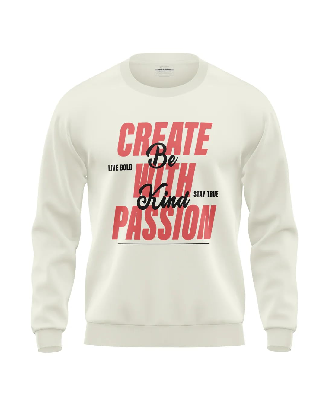 warriorworld Men's Cotton Sweatshirt | Motivational Create with Passion Print | Stylish Winter Casual Wear for Men-picture-32