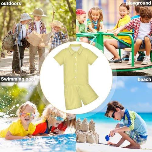 Image of 3T Toddler Boy Shorts Set Black Hawaiian Button Down Shirts Summer Outfits for Little Boy