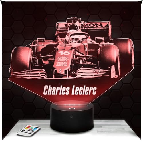 Lampephoto.fr - Lampe 3D Formule 1 Charles Leclerc pilote F1, idée cadeau fan F1, Veilleuse Tactile Led Illusion, Effet Hologramme 3D, Idée Cadeau Noël...