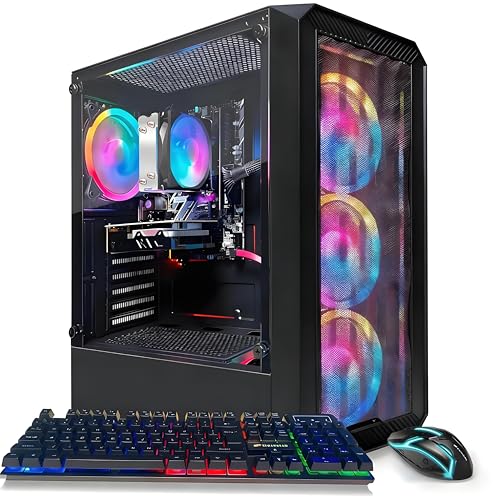 STGAubron Gaming PC Desktop, Radeon RX 590 8G GDDR5, AMD Ryzen 3 3200G 3.6G, 16G DDR4, 512G SSD, 600M WiFi, BT 5.0, RGB Fan x4, Windows 11 Home