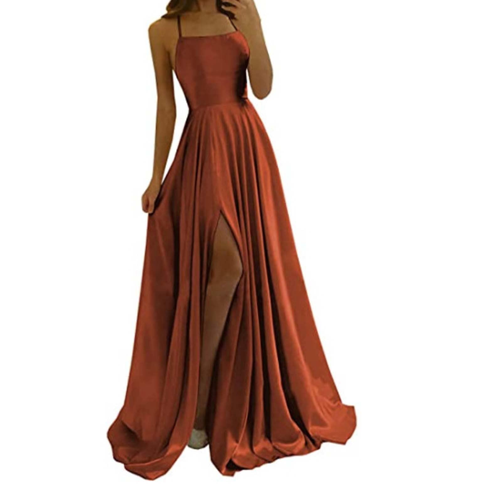 Frauen Abendkleid Lang Rückenfreies Kleid Mit Schlitz Ballkleid Elegant Abiballkleider Sexy Spaghetti-Träger Brautmutterkleider Hochzeitskleid Brautkleid Abschlusskleid