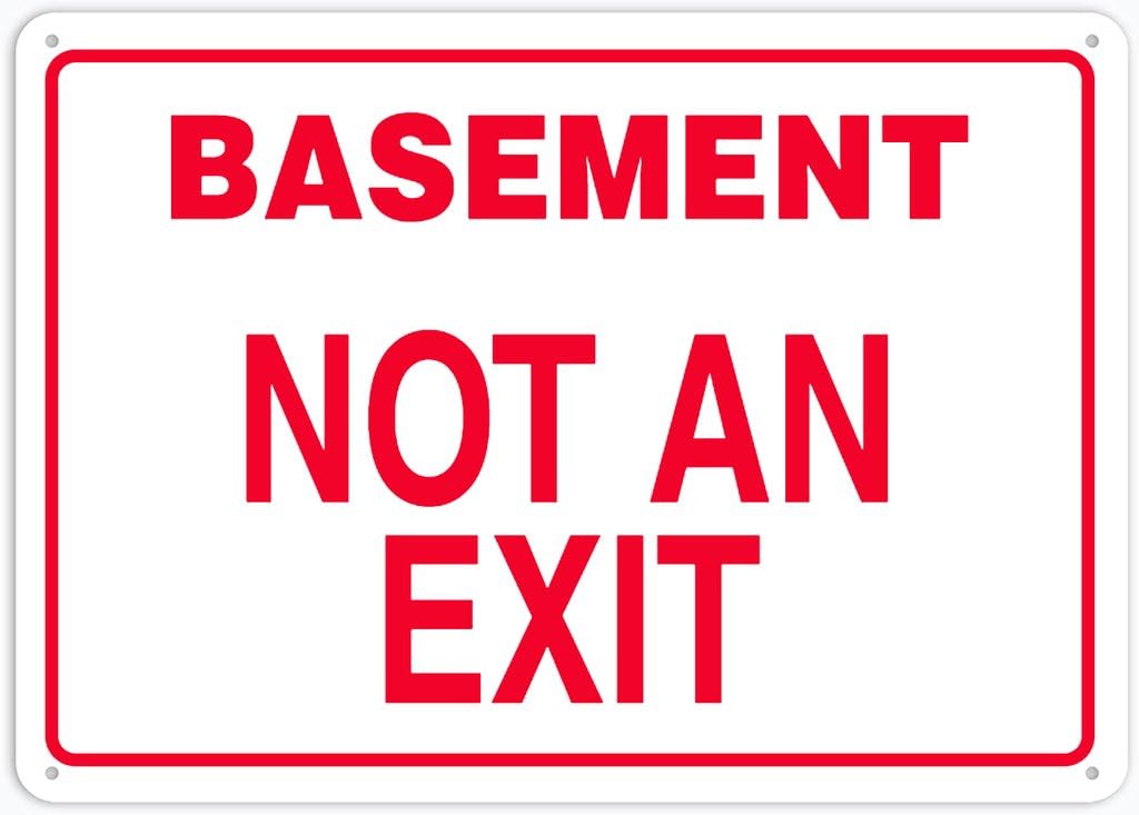 8"x12" Tin Metal Sign - Basement Not An Exit - Decorative Plate For Bathroom, Home, Club, Cafe, Bar Wall Decor