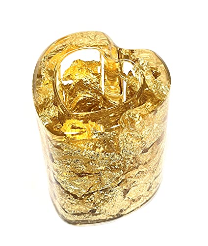 Image of AUGEN Pen Stand Decorative Heart Gold Flake Design Stationery Holder | Gift Item | Table Top Decor (9854)