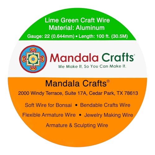 Image of Mandala Crafts 22 Gauge Lime Green Anodized Aluminum Craft Wire, 100 FT | Colored, Flexible, Bendable, for Bonsai, Armature, Sculpting, Wire Wrapping, Jewelry Making, Weather & Tarnish Resistant