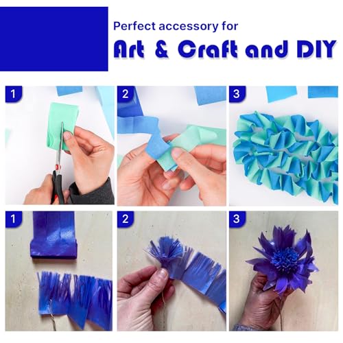 Image of PartyWoo Blue Crepe Paper Streamers 6 Rolls 492 ft Pack of Dark Royal Blue Crepe Paper for Graduation Independence Day Baby Shower Wedding Birthday Party Decorations (1.8 Inch x 82 Ft /Roll)