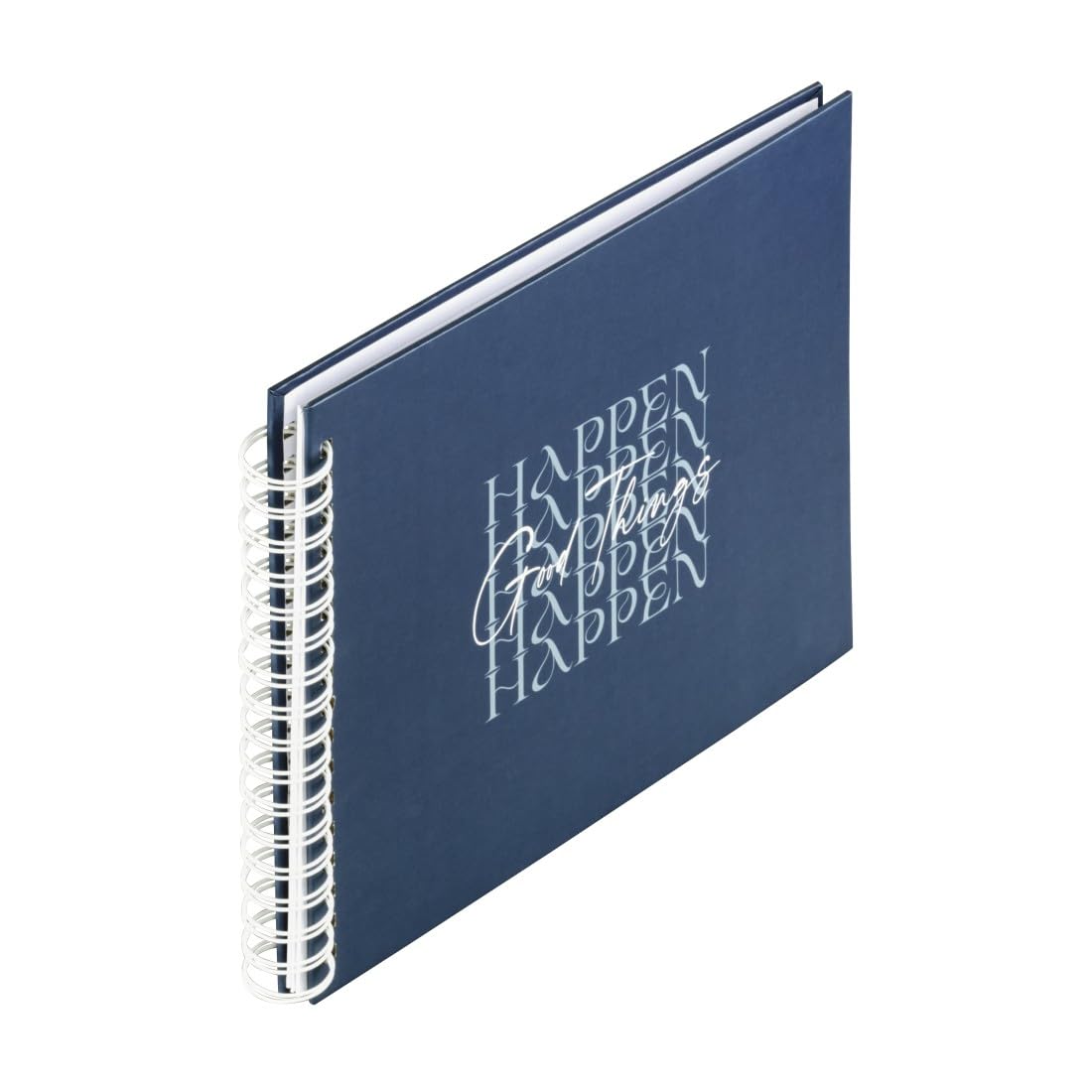 Hama Photo Album "Good Things" (Spiral Bound Scrapbook for 100 Photos 10x15 cm, 50 White Pages, 28x24 cm DIY Album for Memories and Creative Design) Blue
