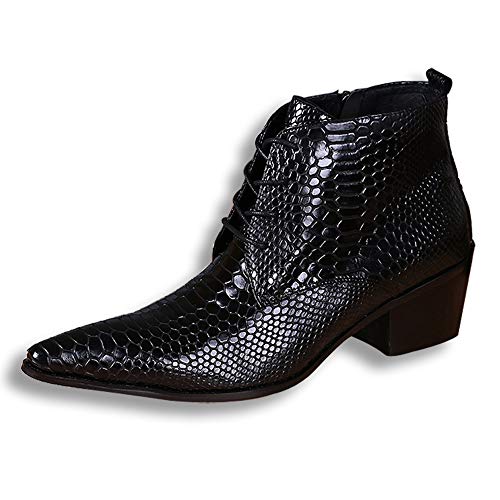 Men Ankle Boots Pointed Animal Pattern Zip Men Boots Show Holiday Business for Office Pure Leather