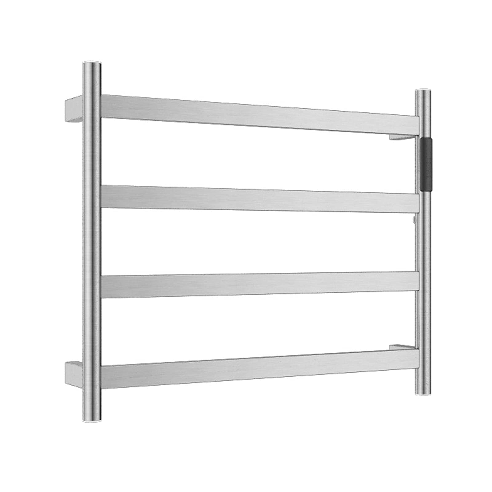 asdchZen 4 Bars Electric Heated Towel Rack 304 Stainless Steel Wall Mount Heated Towel Rail With Timer Control, Bathroom Radiator Drying Rack-Brushed Silver-Plug In,Brushed Silver-Plug in