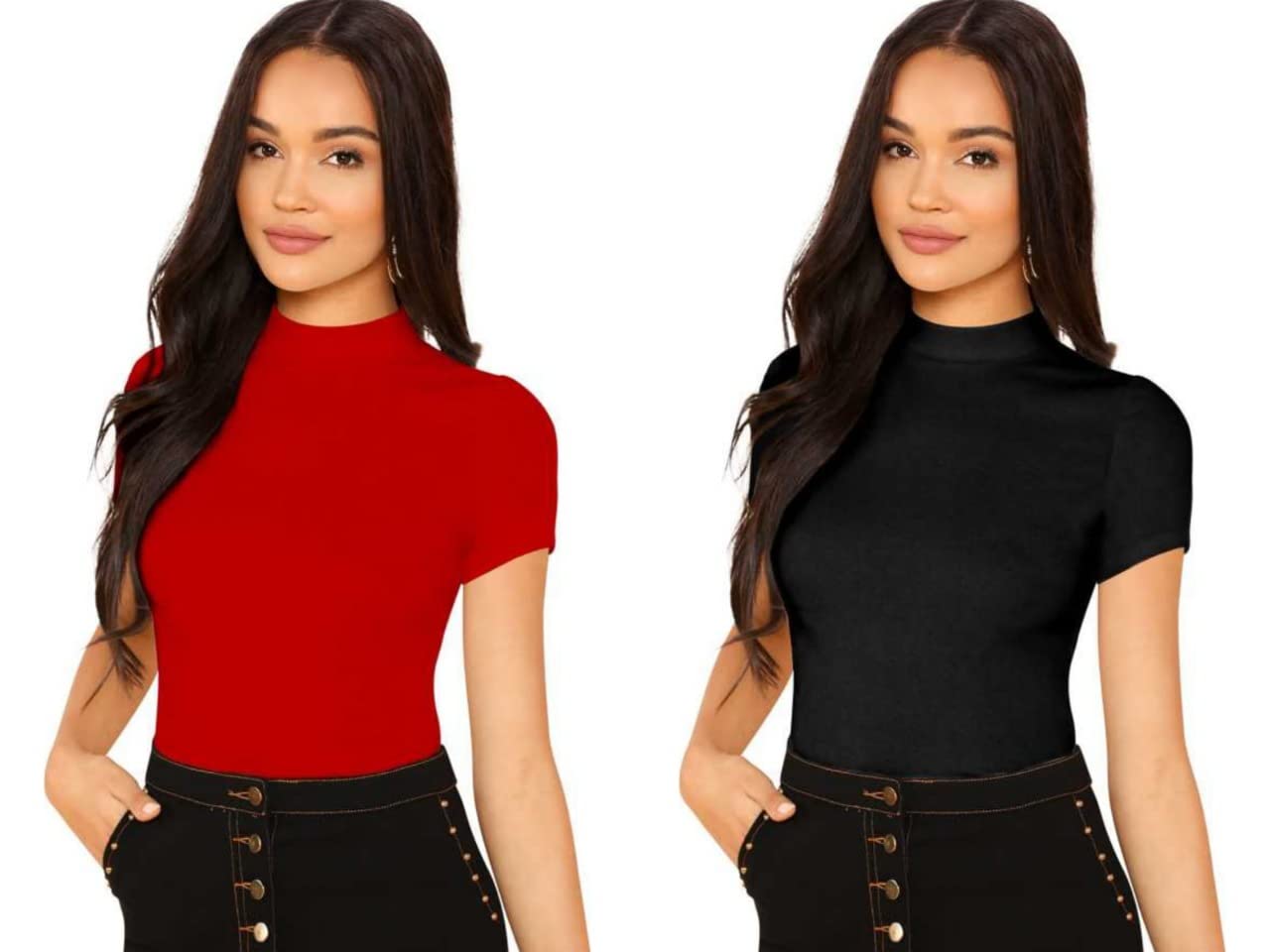 dream beauty fashion Women's Half Sleeve Casual Solid Top Mix Colour Pack of 2-picture-19