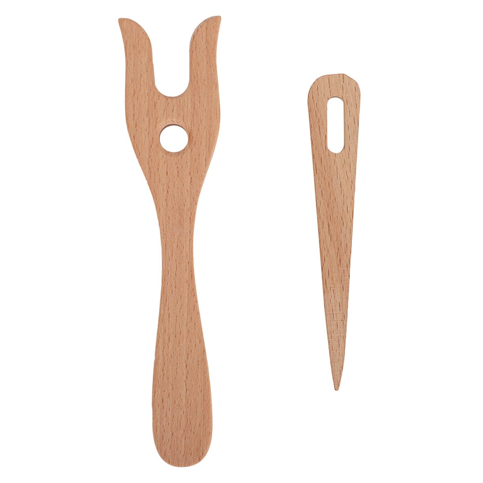 Cunyuer Lucet Fork, Knitting Fork, 2 Pack Knitting Fork & Eye Weaving Needles Kit, Wooden Weaving Tools for Bracelet Necklace Braided DIY Tools