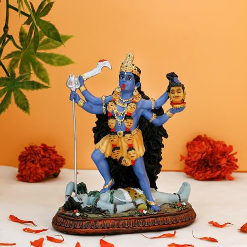 Buona materia prima e fatto a mano: questa splendida statua di distruttore della dea indiana Mata Kali Bhavatarini da 5,1 