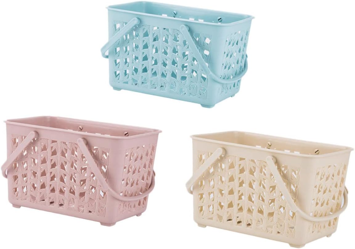 Luxshiny 3pcs Thickened Desktop Storage Basket Handheld Sundries Container for Organizing Phone Magazines Toys Versatile Storage Bins Random Patterns