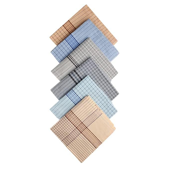 Pmw - (6PCS) Men's/Gents Handkerchief, Rumal, Hanky, Hankies, 100% Cotton Premium Collection Handkerchiefs-picture-13