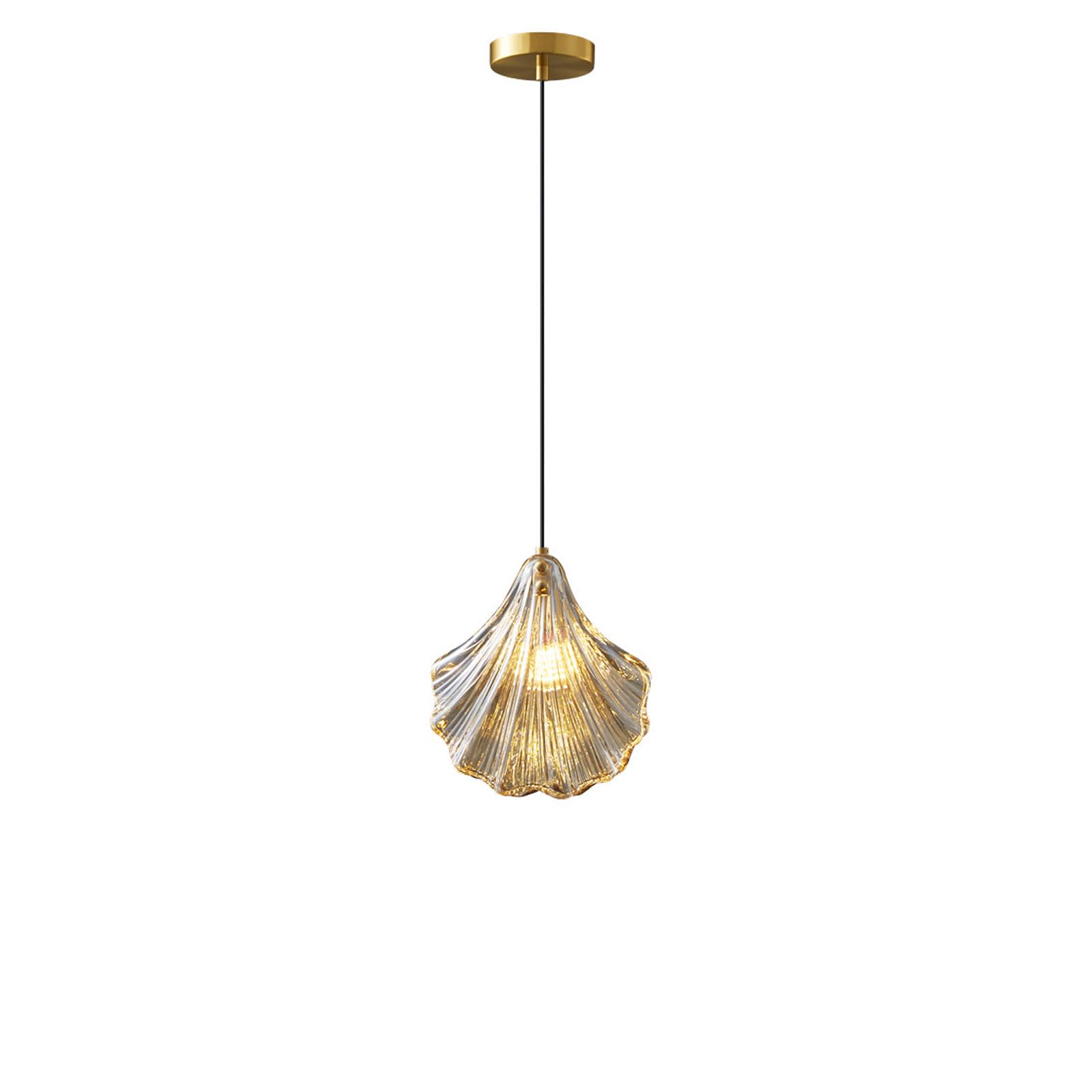 RSZCSMO 7.87in Minimalist Pendant Light, Creative Transparent Shell Textured Glass Hanging Lamp for Bedroom, Living Room, Dining Table & Study Room, Lighting Fixture