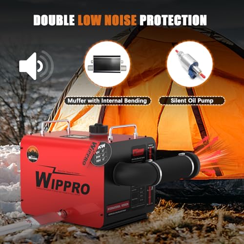 WIPPRO Diesel Heater 8KW, 12V/24V/110V Diesel Heaters All in One, 1.6Gal Diesel Air Heater with LCD Switch, Remote Control for Campers, Car, RV Truck, Boat, Campervans, Caravans (RED)