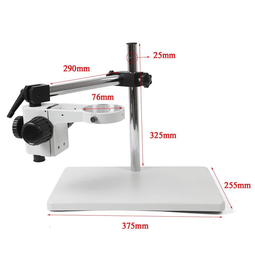 360 Degree Rotation Heavy Duty Boom Large Stereo Microscope Table Stand 76mm Focusing Holder