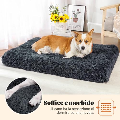 MDDK DY Hundebett, katzenbett, klein Hundekissen Waschbare, Flauschige Hundematte, Langer Plüsch, weiche Polsterung, multifunktional Hundekistenmatratze, Dunkelgrau,50x40x5cm