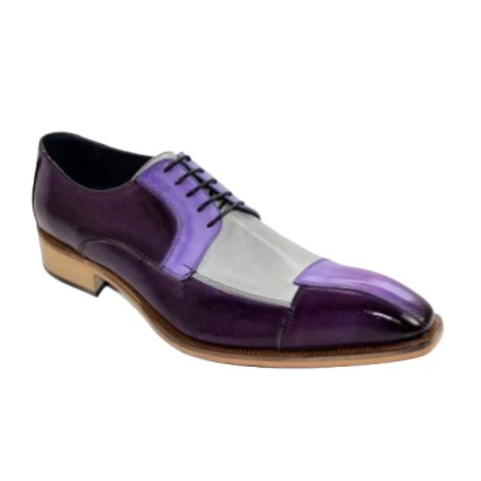 Men's Two Tone Patckwork Brogue Leather Lace Up Dress Oxford Shoes Low Heel Wingtip Soft Square Toe Formal Derby Shoes for Party Wedding Office Business Work