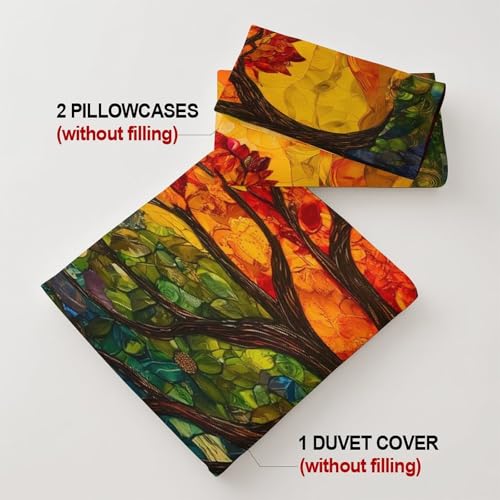 Drap-housse 140x200 cm Arbre des Saisons en microfibre 3D pour lit double - 8