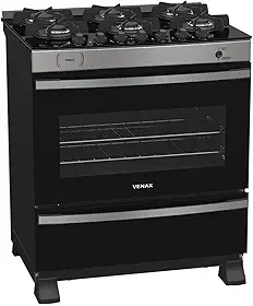 FOGAO A GAS MAXI VITREO 6 Q INOX GAS GLP