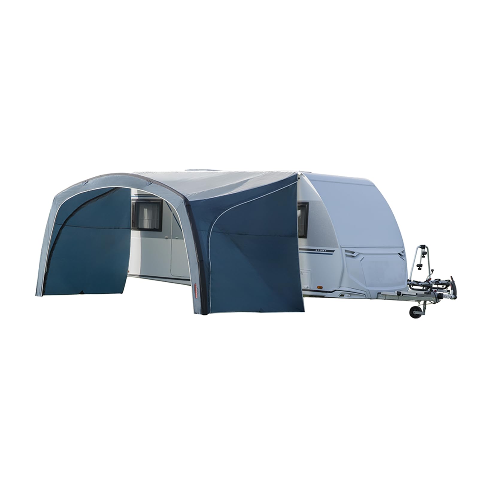 Campout Aufblasbares Vorzelt für Wohnwagen & Wohnmobil – 400 x 250 cm – 3000 mm Wassersäule – Anbauhöhe 235-250 cm – Aufbau in 15 Min – Inkl. Pumpe & Sturmabspannleinen