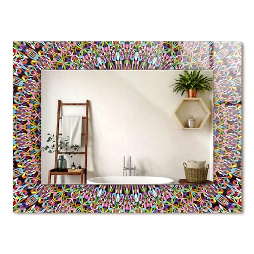 Miroir mural rectangulaire avec cadre graphique pour illuminer une pièce - 2