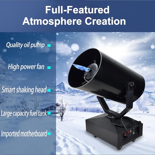 Máquina de nieve para exteriores, máquina de copos de nieve con cabeza oscilante de 4000 W y control remoto inalámbrico, ángulo ajustable 360° miniatura 5