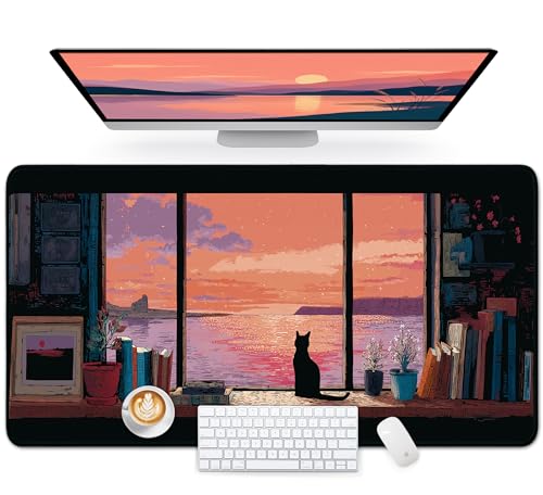 Grand tapis de souris esthétique de 90 x 40 cm au design Fenêtre épuré