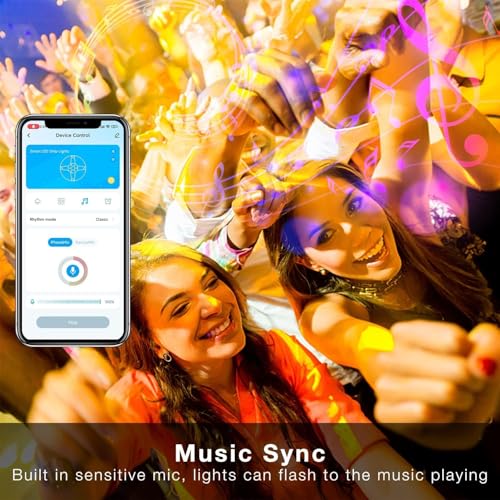 Image of DAYBETTER 130ft Smart WiFi Led Lights, Led Strip Lights Work with Alexa and Google Assistant, App Voice Remote Control Music Sync Color Changing RGB Strip Lighting for Bedroom Room Decor, 65.6ft *2