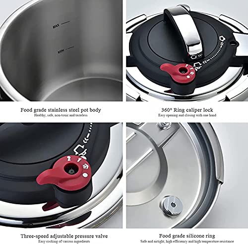 Household-High-Pressure-Cooking-Pot304-Stainless-Steel-Explosion-Proof-High-Pressure-Cooker-Suitable-for-Induction-Cooker-GasSilver-4L