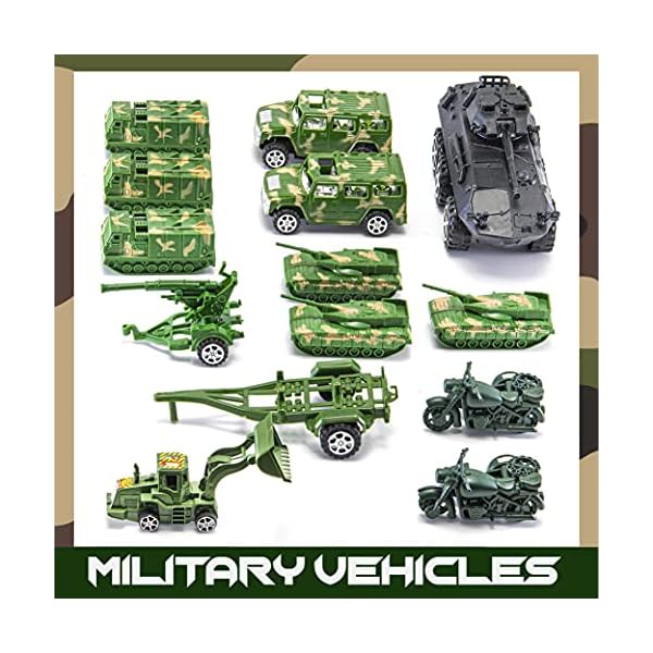 JaxoJoy 200-Piece Army Men Military Set - Cool Mini Action Figure Play Set w/Soldiers, Vehicles, Aircraft & Boats - Pretend WWII Army Base & Military Toy Figurines for Boys - Image 5
