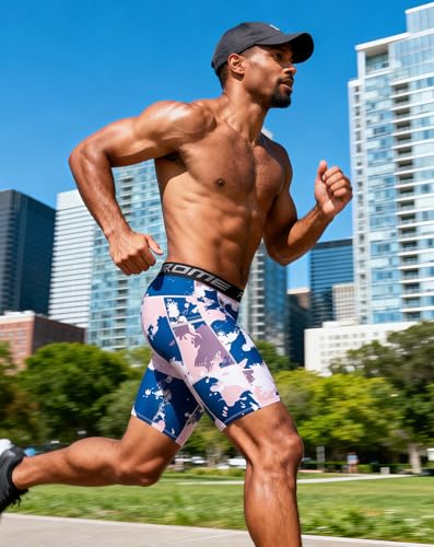 Image of Compression Shorts Men Spandex Sport Gym Shorts Athletic Workout Running Tights Training Underwear