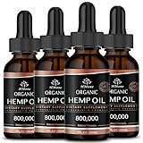 Hemp Oil - 4 Pack Vegan, Non-GMO, Grown in USA - 3,000 Maximum Strength - Pure & CO2 Extract Drops
