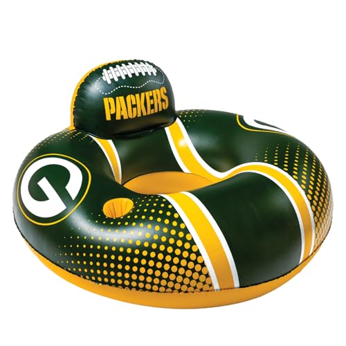 BigMouth Green Bay Packers 42” Inflatable Pool Floats Officially Licensed NFL Fan Gear Merchandise Back Support Inner Tube for Adults and Teens