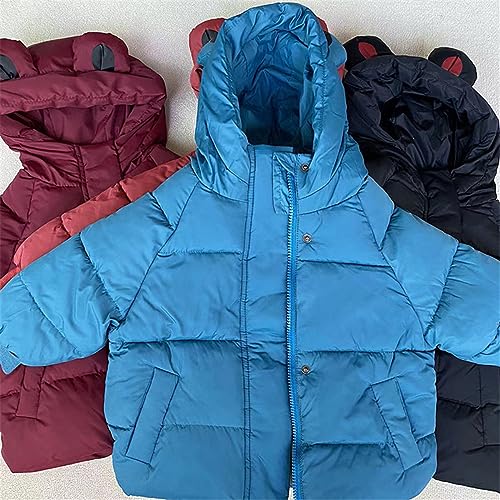 Little Girls Boys Winter Warm Cartoon Zipper Cute Bear Ears Hoodie Jacket Down Puffer Coat Outwear2