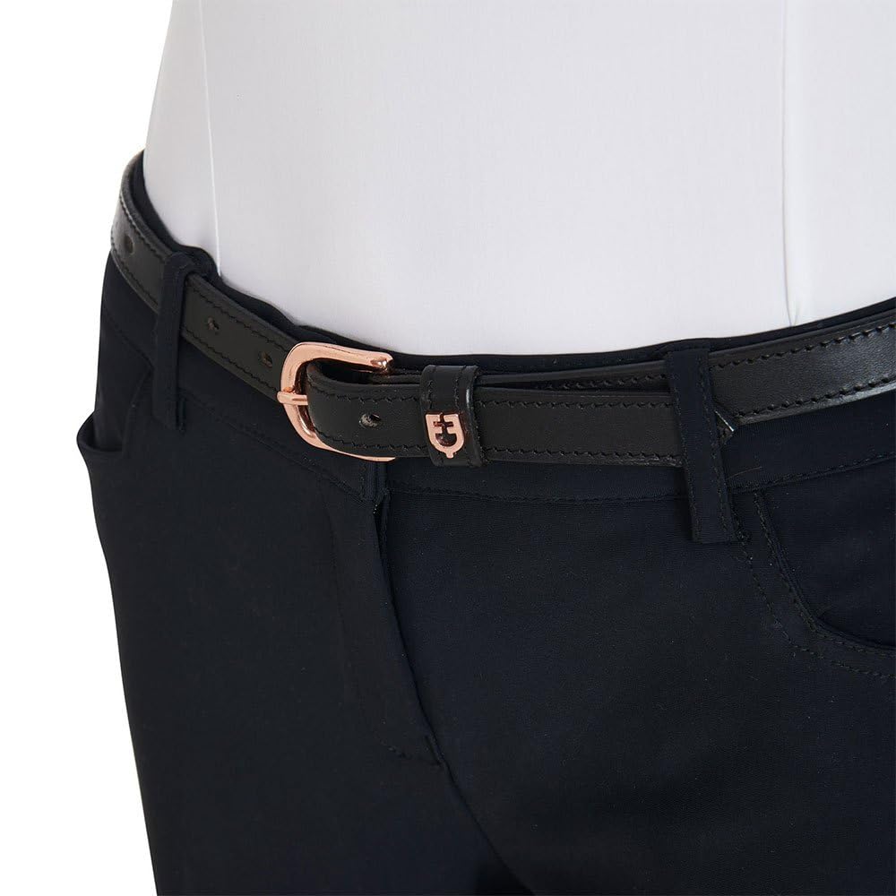 Cintura inglese in cuoio morbido con clincher oro rosa 100 cm