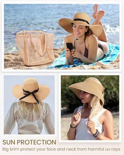 Set de 4 piezas sombrero y bolsa para playa mujer miniatura 6