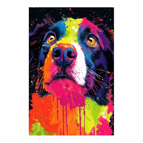 Peinture maison chien CUDAOO 40x60cm pour egayer un mur vide de chambre ou salon