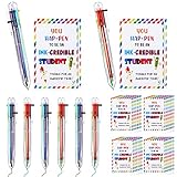 Sabary 30 Sets End of Year Student Gifts from Teacher 0.5mm 6 in 1 Multicolor Ballpoint Pen Retractable with You Are Awesome Cards Classroom Party Favors Bulk for School Office(Classic Style)