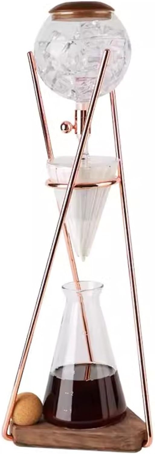 Tower Ice Coffee Maker Capacity Tea Tower,Cold Brew Drip Tower,Iced Coffee Cold Brew Drip Tower, 500ml Iced Coffee Maker, with Drip Speed Regulating Valve and Metal Rack, Glass Pot, for Cafe
