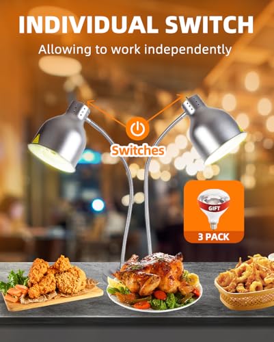 Svklhy SV-004-NEW Food Heat Lamp: [Rapid-Heating Bulbs Included] [Steady Heating] Commercial Food Warmer Lamp thumb #3