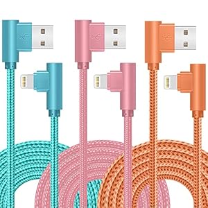 iPhone Charger, 3 Packs 10FT 90 Degree Charging Cable MFi Certified USB Lightning Cable Nylon Braided Fast Charging Cord…