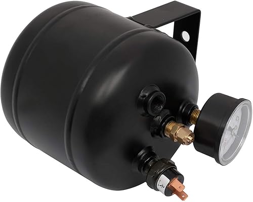 Miniatura 3 de Tanque de compresor de aire de 5 puertos de 0.5 galones (2 litros), repuesto de 150 PSI para suspensión neumática para bocina de tren de coche