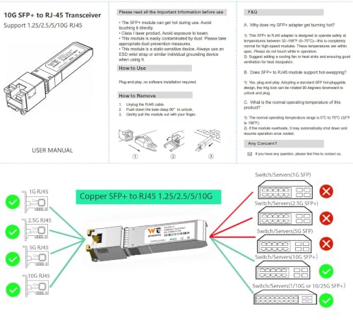 Image of 30m 10Gb SFP+ to RJ-45 Transceiver, 10g Copper SFP+ Ethernet Module CAT6a