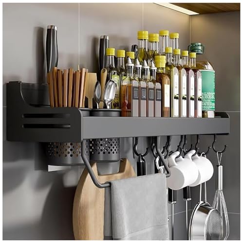 Portaspezie da parete, organizer da cucina, mensola per condimenti, erbe e spezie, supporto salvaspazio per uso domestico e ristorante