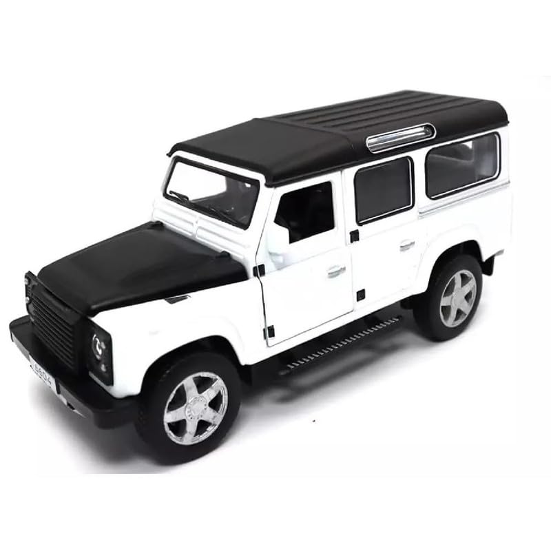 Image of Kids Model 1:32 Defender Die Cast Metal Car Pull Back Action Opening Doors with Realistic Engine Sound Lights Toy Car Gift for Boys - White