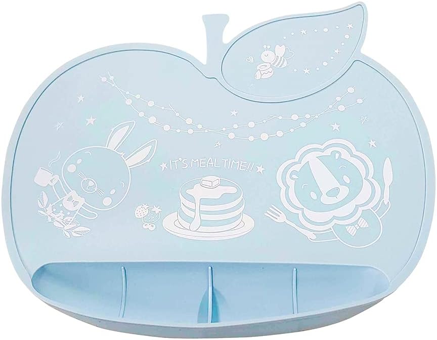 angelette Placemats for Baby, Food Catcher placemat, Non Slip Placemats for Kids, Food Mat for Child Toddler/Food Grade Silicone - Free of BPA, PVC and FDA (Blue)