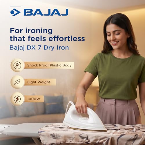 Bajaj DX-7 1000W Dry Iron White 1 Count - Image 3